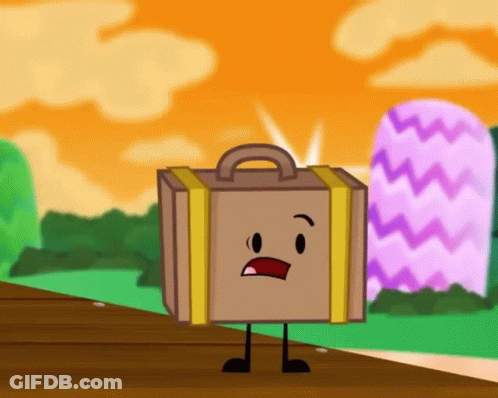 Cartoon Suitcase With Face And Legs GIF