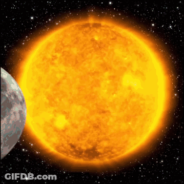 Cartoon Sun And Moon In Space GIF