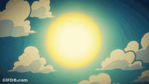 Cartoon Sun Shining Through Clouds GIF