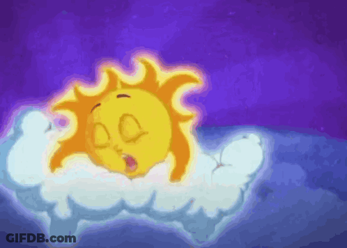 Cartoon Sun Sleeping On Cloud GIF