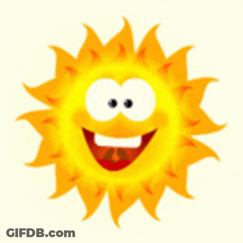 Cartoon Sun Smiling With Hand On Head GIF