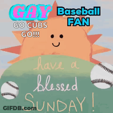 Cartoon Sun With Baseballs Says Have A Blessed Sunday GIF