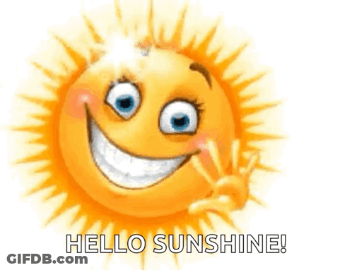Cartoon Sun With Blue Eyes Waving Hello Sunshine GIF