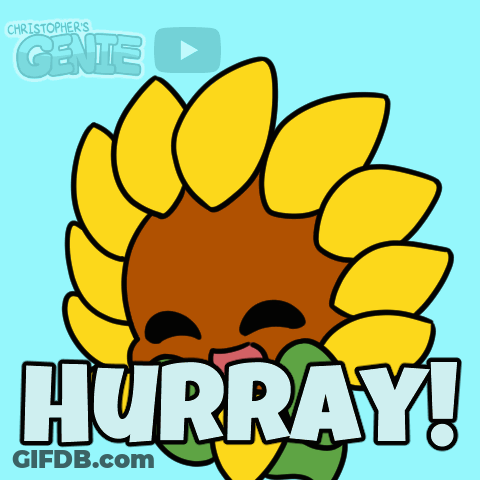 Cartoon Sunflower With Hurray GIF