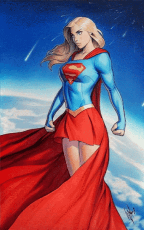 Cartoon Supergirl Fiercely Flying GIF