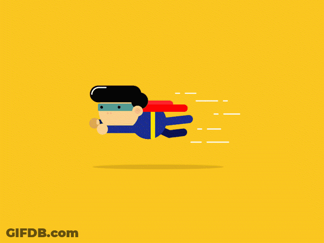 Cartoon Superman Flying Yellow Background GIF
