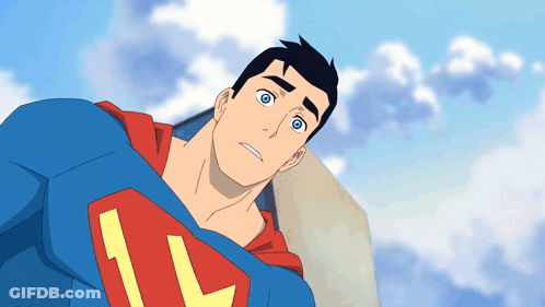 Cartoon Superman With Letter L On Shirt GIF