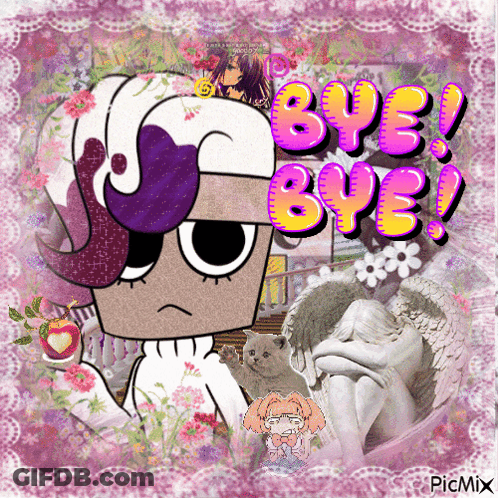 Cartoon Surrounded By Flowers Bye Bye GIF