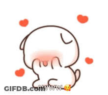 Cartoon Surrounded By Hearts Saying Aww GIF