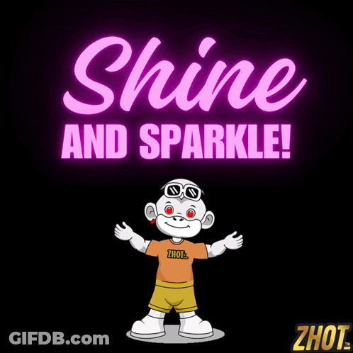 Cartoon Surrounded By Hearts Saying Shine And Sparkle GIF