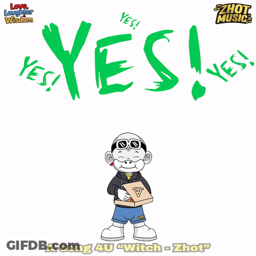 Cartoon Surrounded By Hearts Saying Yes GIF