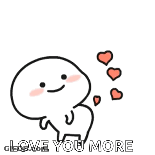 Cartoon Surrounded By Three Hearts Saying Love You More GIF