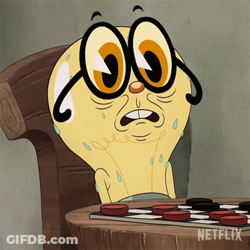 Cartoon Sweating Playing Checkers With Netflix Logo GIF