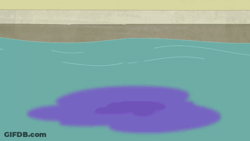Cartoon Swimming In Pool With Purple Swirl GIF