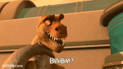 Cartoon T-Rex Dinosaur Asking Question GIF