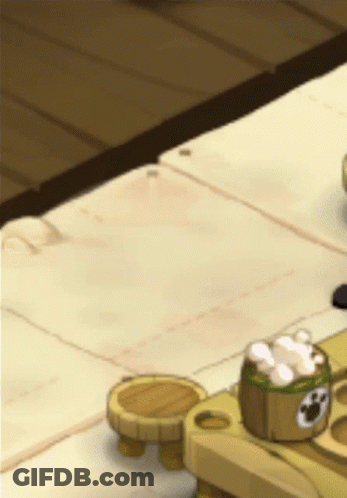 Cartoon Table With Bucket Of Foam GIF
