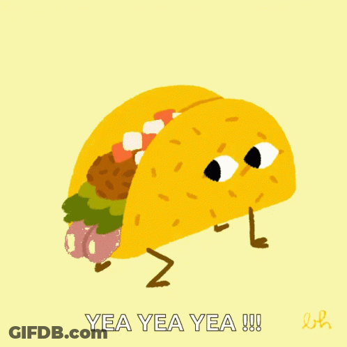 Cartoon Taco Saying Yea Yea Yea GIF