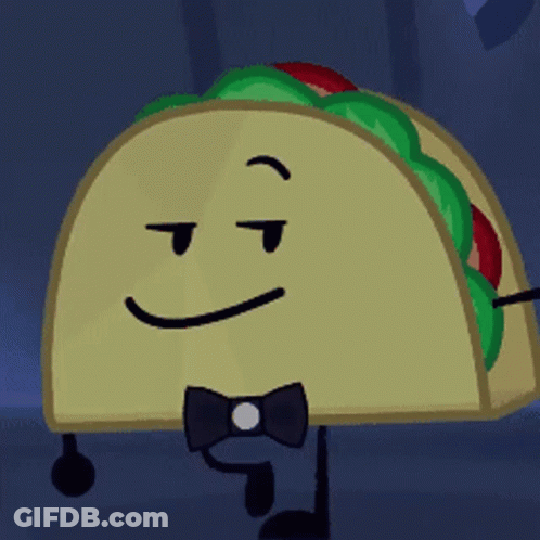 Cartoon Taco With Bow Tie Making Funny Face GIF