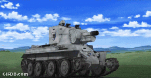 Cartoon Tank With Shield GIF