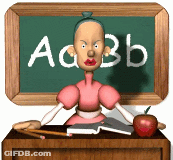 Cartoon Teacher At Desk GIF