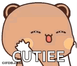 Cartoon Teddy Bear Covering Face Says Cutiee GIF