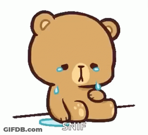 Cartoon Teddy Bear Crying On Ground GIF