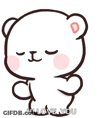 Cartoon Teddy Bear Eyes Closed Saying Hi Love You GIF