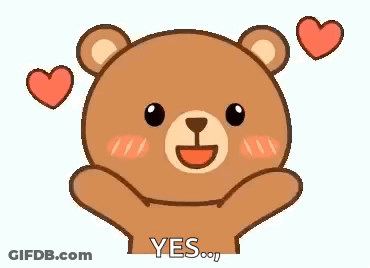 Cartoon Teddy Bear Holding Hands Up With Hearts GIF