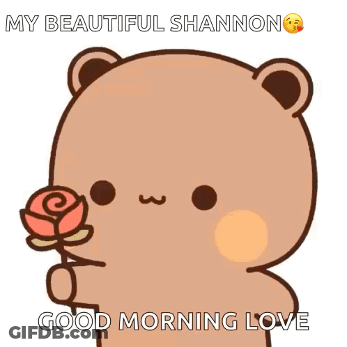 Cartoon Teddy Bear Holding Rose Good Morning Love GIF