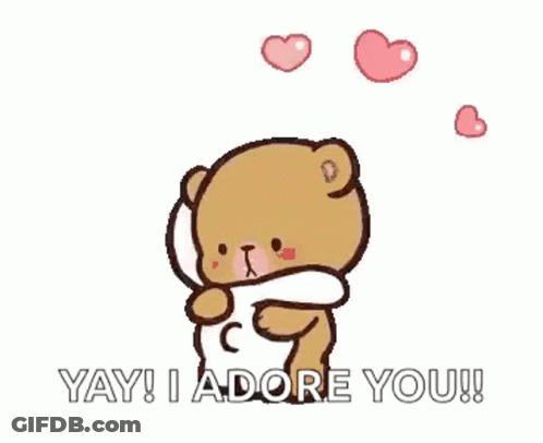 Cartoon Teddy Bear Hugging Another With Hearts GIF