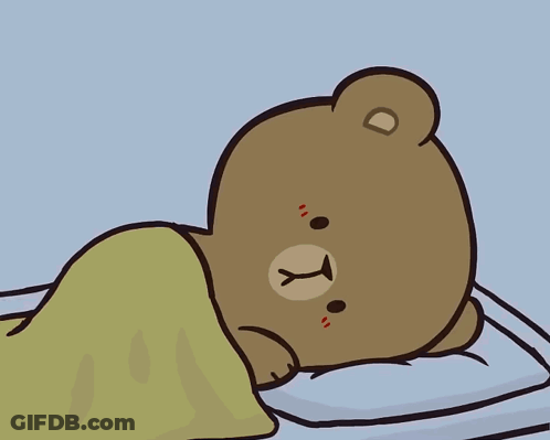 Cartoon Teddy Bear Lying On Bed GIF