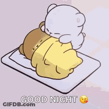 Cartoon Teddy Bear Lying On Bed GIF