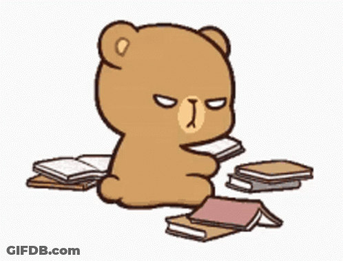 Cartoon Teddy Bear Reading Book GIF