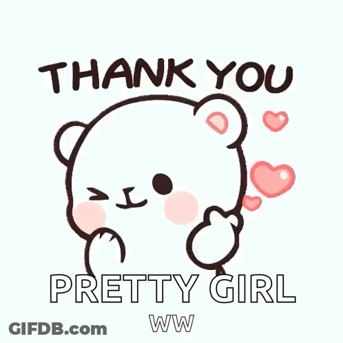Cartoon Teddy Bear Saying Thank You Pretty Girl Ww GIF