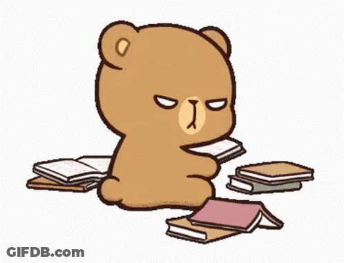 Cartoon Teddy Bear Sitting On Books GIF
