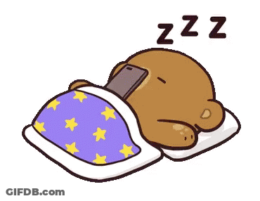 Cartoon Teddy Bear Sleeping Under Blanket With Cell Phone GIF