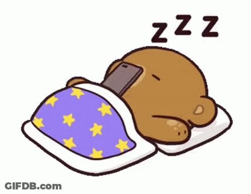 Cartoon Teddy Bear Sleeping With Phone GIF