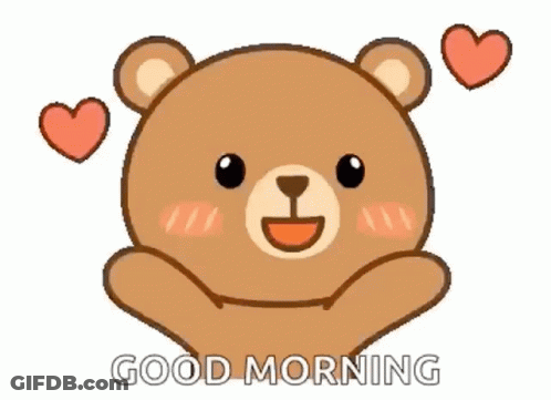 Cartoon Teddy Bear With Hearts Good Morning GIF