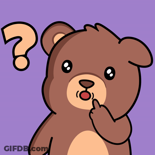 Cartoon Teddy Bear With Question Mark On Head GIF