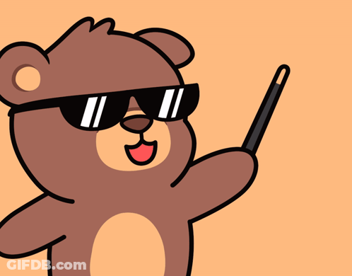 Cartoon Teddy Bear With Sunglasses Holding Magic Wand GIF