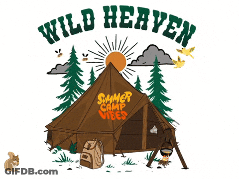 Cartoon Tent With Wild Heaven Summer Camp Vibes GIF
