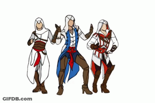 Cartoon Three Assassins Dancing GIF