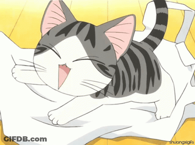 Cartoon Tiger Cat Making Biscuits GIF