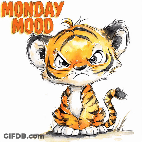 Cartoon Tiger Cub Monday Mood GIF