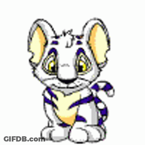 Cartoon Tiger Cub With Candy Cane Tail GIF