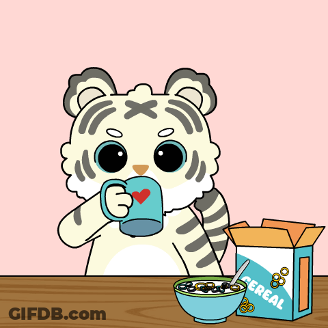 Cartoon Tiger Drinking Cereal GIF