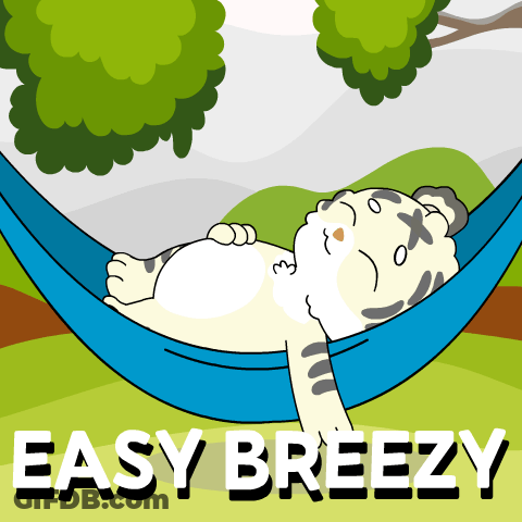 Cartoon Tiger Laying In Hammock Easy Breezy GIF