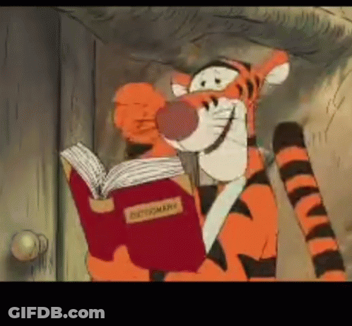 Cartoon Tiger Reading Dictionary GIF