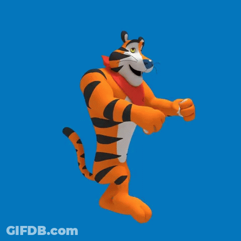 Cartoon Tiger Running With Red Bow Tie GIF
