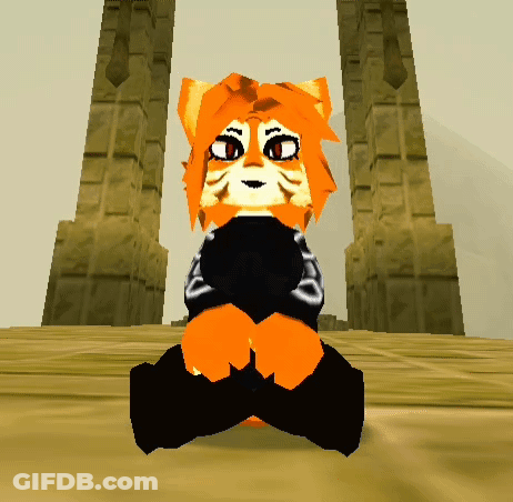 Cartoon Tiger Sitting In Front Of Pillar GIF